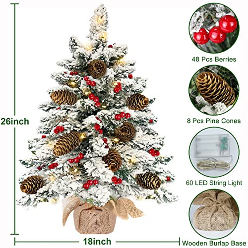 [ Snow Flocked & Timer ] Pre-lit Tabletop Christmas Tree Decoration