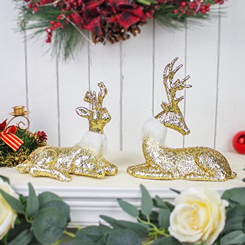 2 Pcs Glitter Reindeer Christmas Decoration