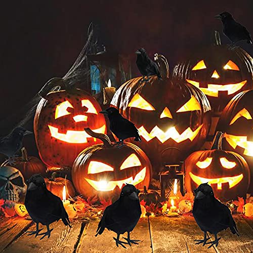 Halloween Black Feathered Crows Decoration