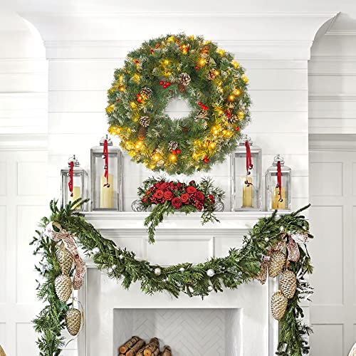 24 inch Pre-Lit Christmas Wreath Decoration