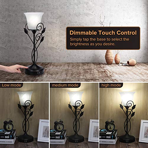 Touch Control Table Lamp w/ Dual USB Ports, LED Bulb Included