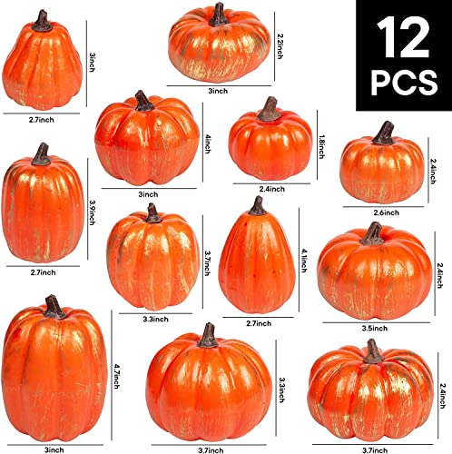 12P-16 PCS Artificial Pumpkins for Fall Halloween Thanksgiving Home Decoration