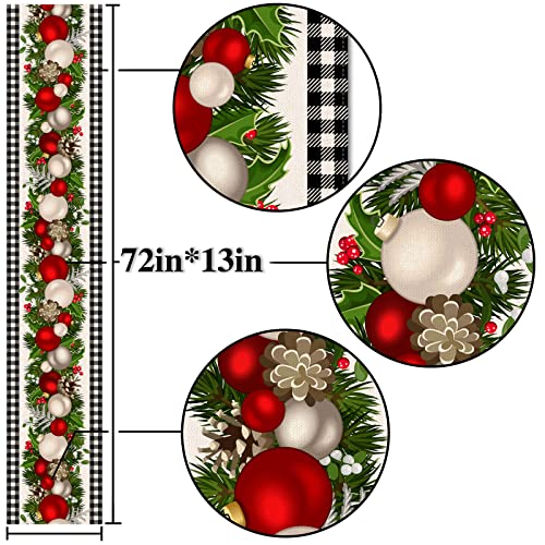 Black & White Gingham Christmas Table Runner