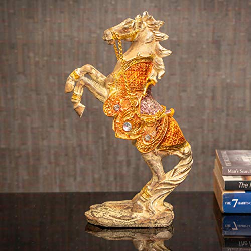 Handmade Roaring Resin Horse Sculpture