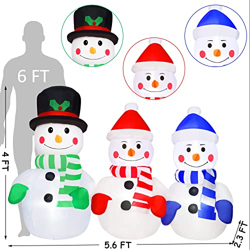 5.7FT Christmas  Snowman Family Inflatables Blow Up Yard Decoration