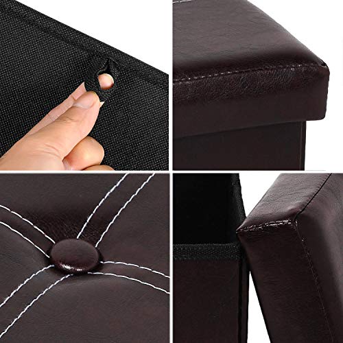 Folding Storage Ottoman, Faux Leather Footrest 11.8"x11.8"x11.8"