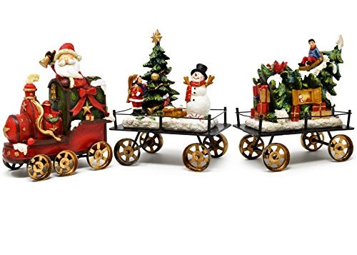 Christmas Express Train Table Decor Holiday 3 Piece Mini 6" Stone Resin Decoration