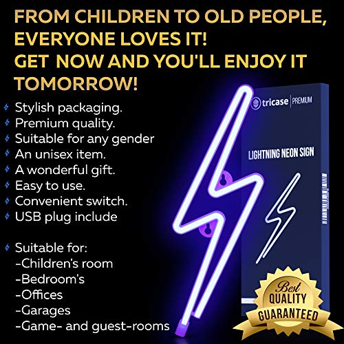 2.0 Upgrade Lightning Neon Lights - Very Bright, USB Plug, Adapter, Switch, Long Cable