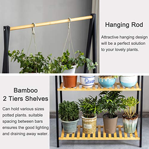 Bamboo 2-Tier Hanging Plant Stand Organizer