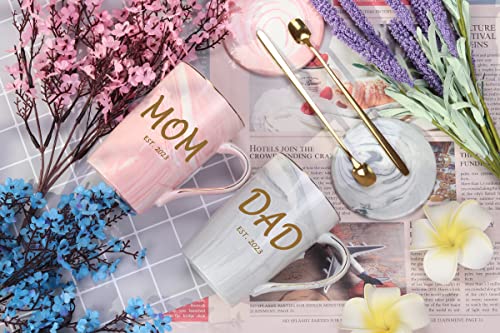 Dad and Mom Marble Coffee Mug Set for Christmas Gift