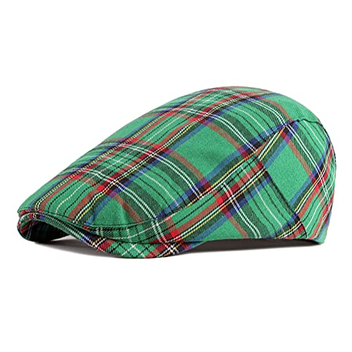 Men Adjustable Colorful Striped Plaid Ivy Newsboy Cabbie Gatsby Cotton Caps