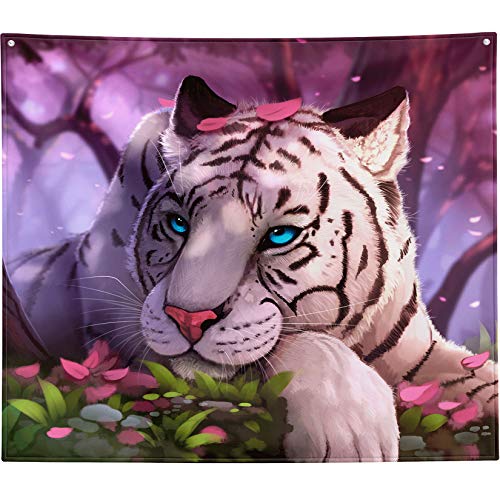 Purple Forest White Tiger Tapestry Art Home Decor Wall Hanging Living room Dorm