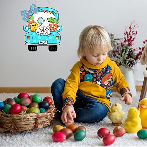 Happy Easter Bunny Tail Wooden Door Hanger Decoration
