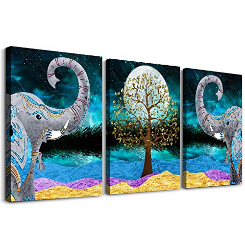 Vibrant Modern Elephant Canvas Wall Art for Home