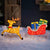 Lighted 2D Santa Sleigh Reindeer w/ Warm White Lights Christmas Decoration