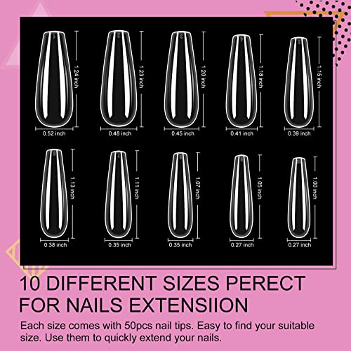 Nail Tips & Glue Gel Kit - 4-In-1 Nail Glue Gel, 500pcs  Cover Nail Tips w/ Mini UV/LED Nail Lamp