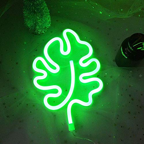 Cute Green Leaf LED  Neon Night Light for Wall Decoration