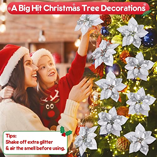 20 Packs Poinsettia Artificial Flowers for Christmas Tree Decoration