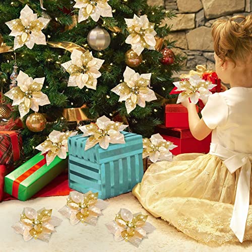 20 Packs Poinsettia Artificial Flowers for Christmas Tree Decoration