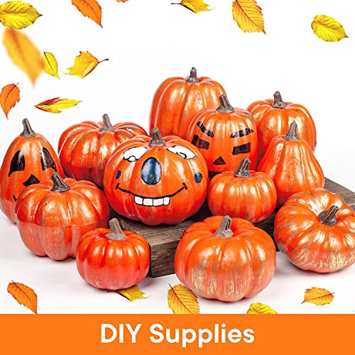 12P-16 PCS Artificial Pumpkins for Fall Halloween Thanksgiving Home Decoration