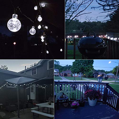 Solar String Lights 60 Led 35.6 Feet Crystal Globe  w/ 8 Lighting Modes