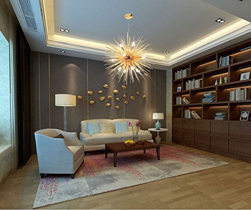 Sputnik Chandelier Mid-Century 12-Light Golden Pendant Light