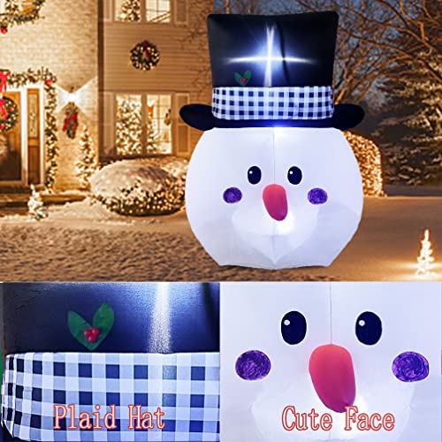 6ft Inflatable Snowman Head w/ Built-in LED Lights, Large Christmas Decoration