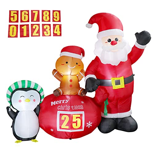 7FT Christmas Countdown Blow up Decoration w/ LED Lights