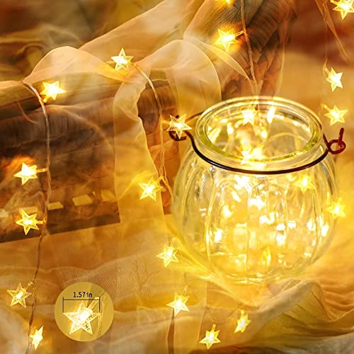 13.2ft 40 LED Battery Powered Five-pointed Star String Lights (Warm White)