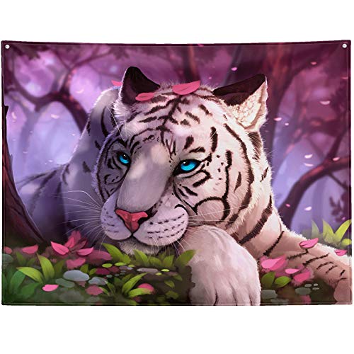 Purple Forest White Tiger Tapestry Art Home Decor Wall Hanging Living room Dorm