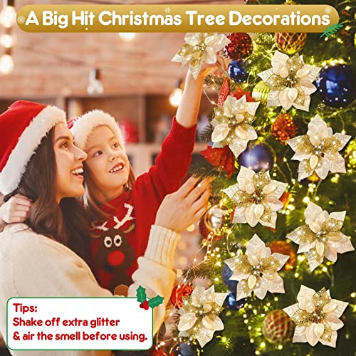 20 Packs Poinsettia Artificial Flowers for Christmas Tree Decoration