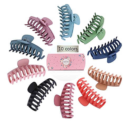 10 Colors Large Hair Claw Clips 4" Matte Nonslip Clips For Women