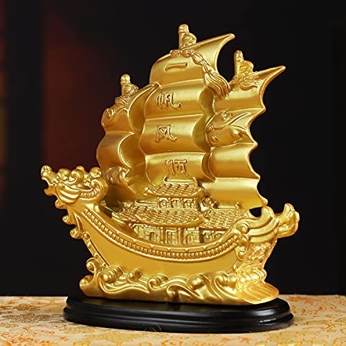 Sailing Wealth Ship Feng Shui Decorative Gold Sailing Boat Décor for Fortune