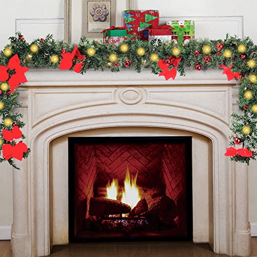 Artificial Christmas Garland Lights w/ 30 LED Battery Operated