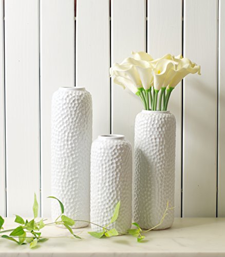 Set of 3 Ceramic Vase -Tall 12 Inch Medium 10 Inch Short 8 Inch High