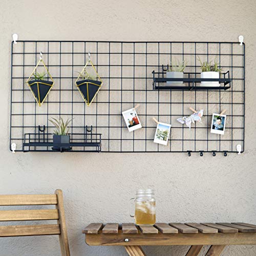 Wire Hanging Wall Grid - Black - Home Decoration - Office Storage & Organizer w/ Bonus Clips