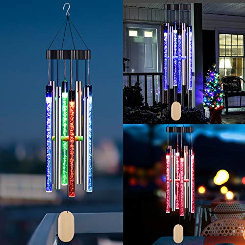Memorial Solar Wind Chimes w/ Colorful Light for Home Decoration