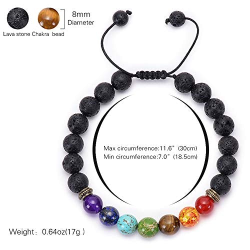 12 PCS Lava Chakra Oil Stone Diffuser Yoga Aromatherapy Essential Natural Stone Bead Bracelet 8MM