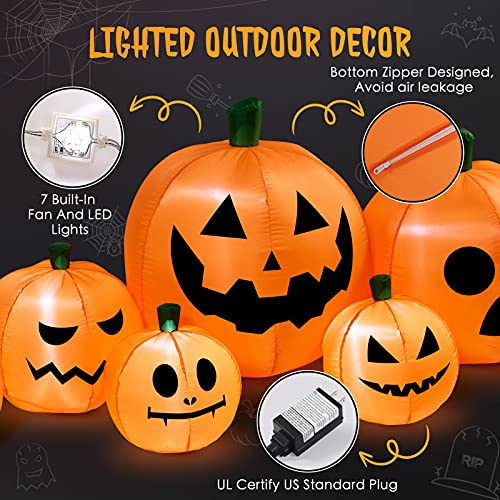 8 Ft Halloween Inflatable Pumpkin Patch Family Decoration