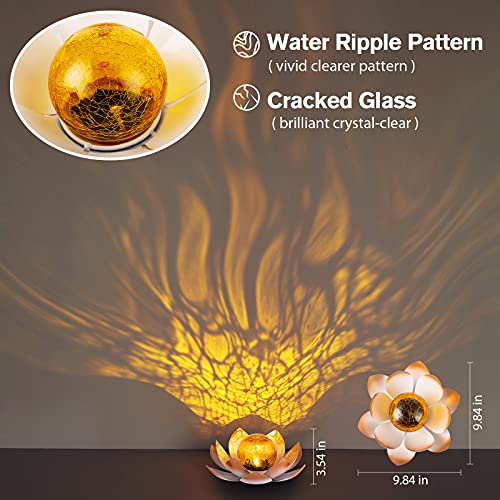 Lotus Solar Light  Garden Decor ,Waterproof LED Crackle Globe Glass Flower Light