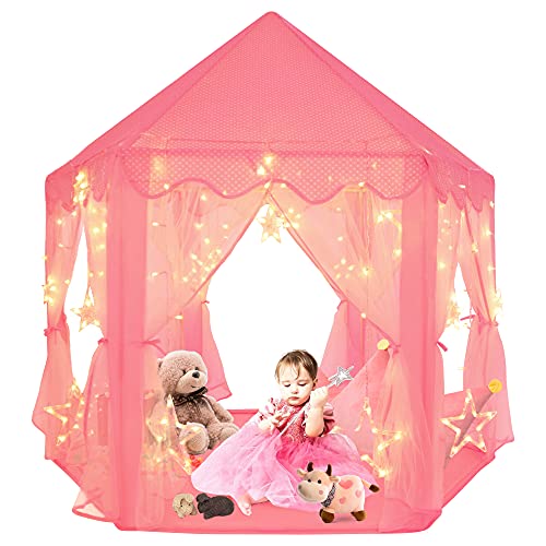 Princess Castle Play Tent for Kids w/ Large Bright  Stars 55"x 53"(DxH)