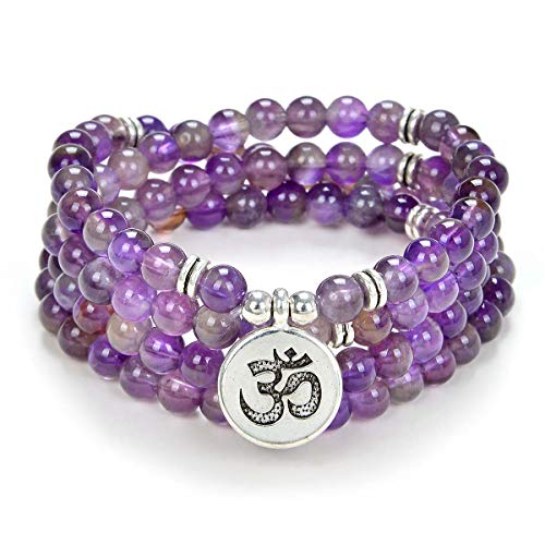 Yoga Symbol Pendant Charm 108 Mala Beads Meditation Bracelet Necklace