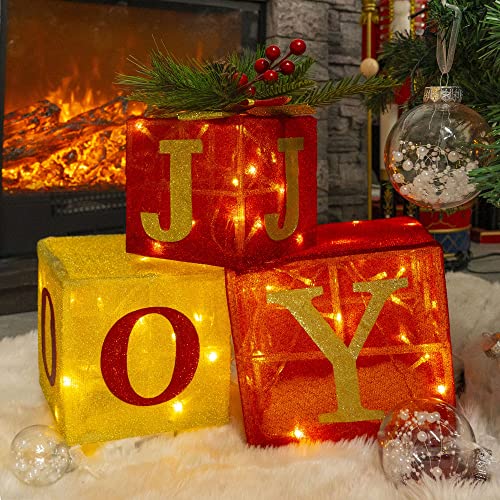 Set of 3 Christmas Lighted Gift Boxes Decoration