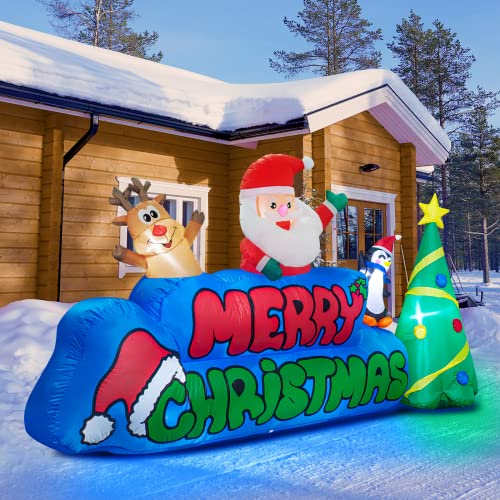 9 FT Merry Christmas Inflatables Decorations w/ LED Lights,