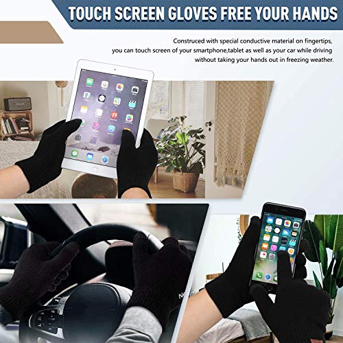 Winter Beanie Hat Scarf Touchscreen Gloves Set for Men & Women