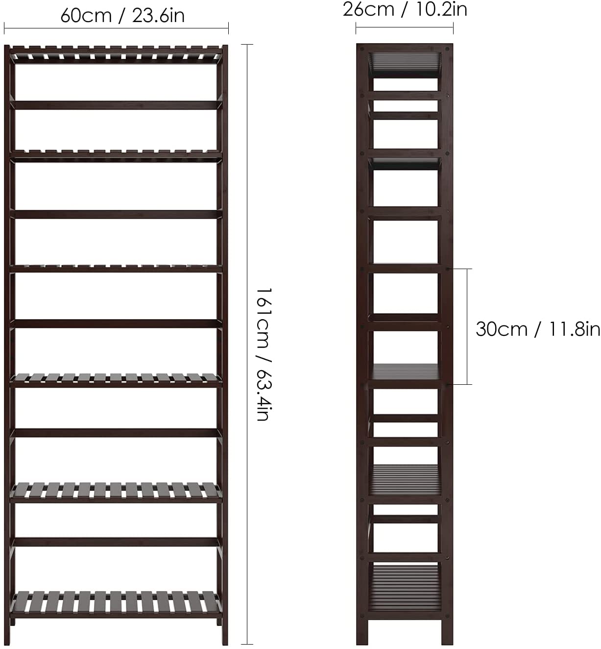 6-tier Tower Bamboo  Shelf  Bookcase