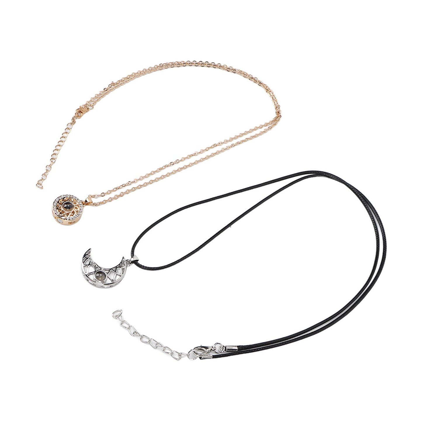 Magnetic Couple  I Love You Necklace Projection 100 Languages Magnetic Matching Sun and Moon Necklace Bracelets