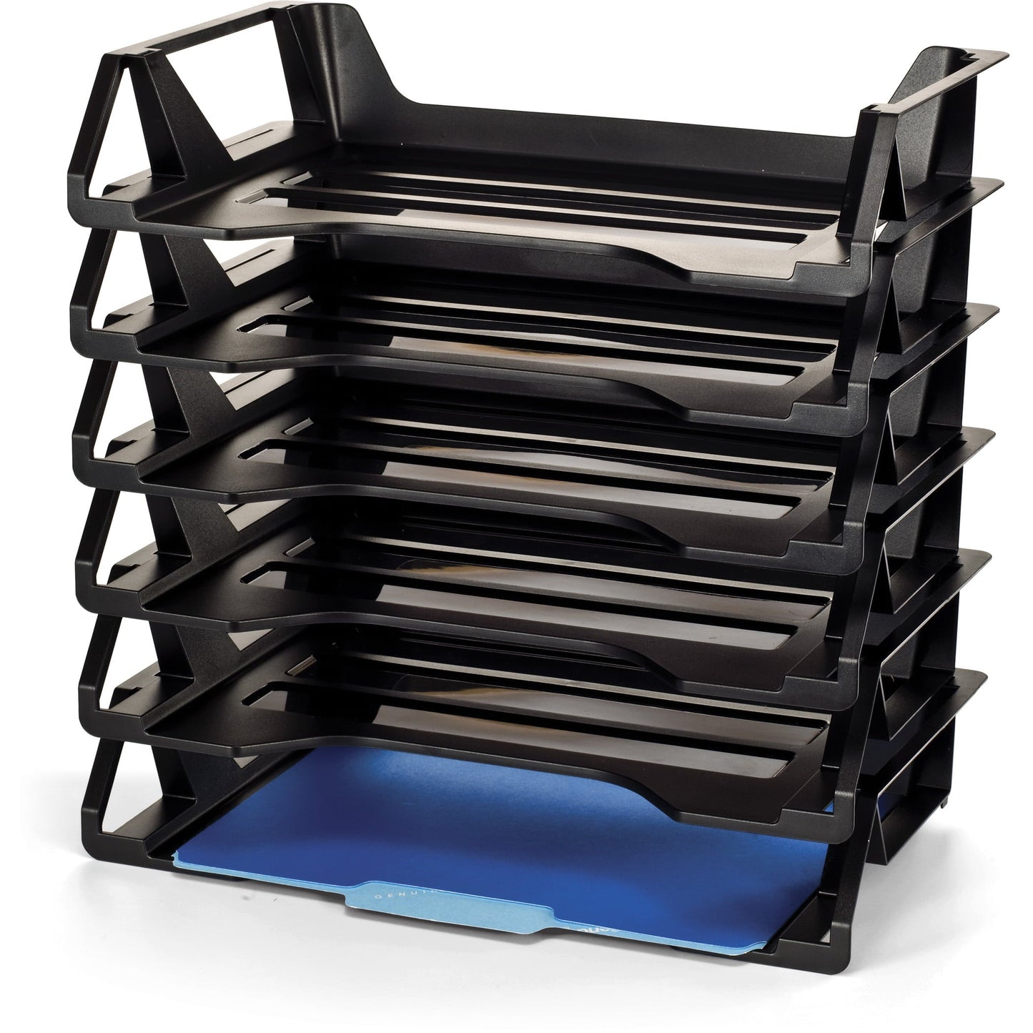 6 Pack Side Load Letter Tray, Recycled, Black