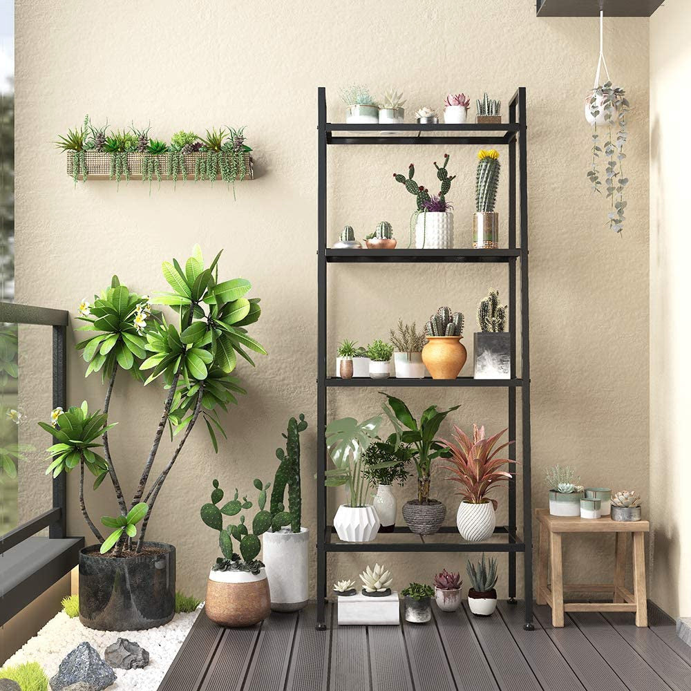 4 Tier Metal Leaning Ladder Shelf Bookcase