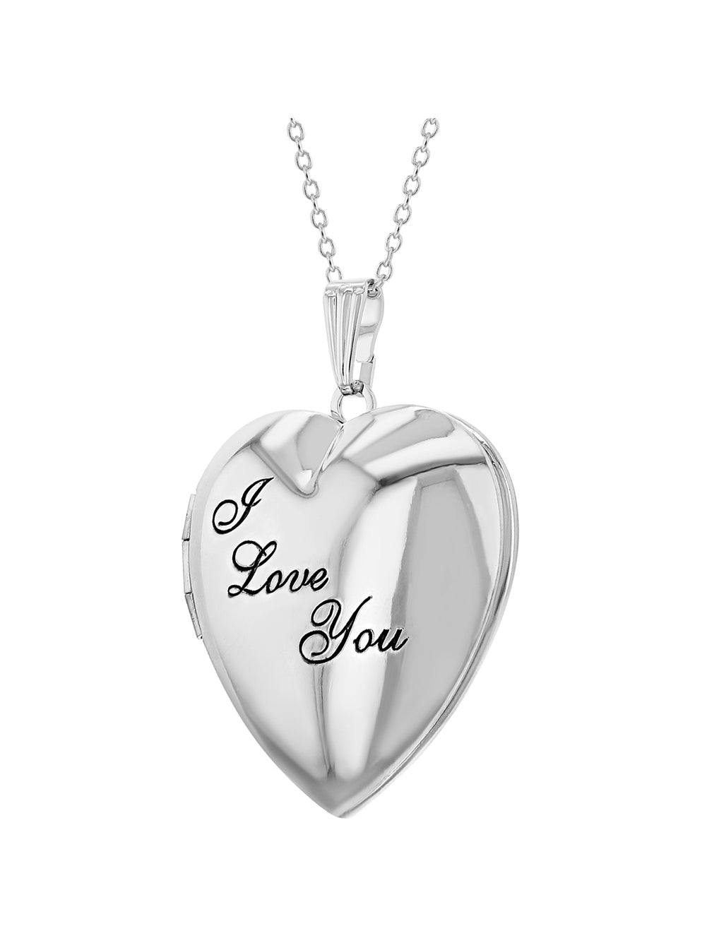 19"I Love You Photo Heart Locket Pendant Necklace